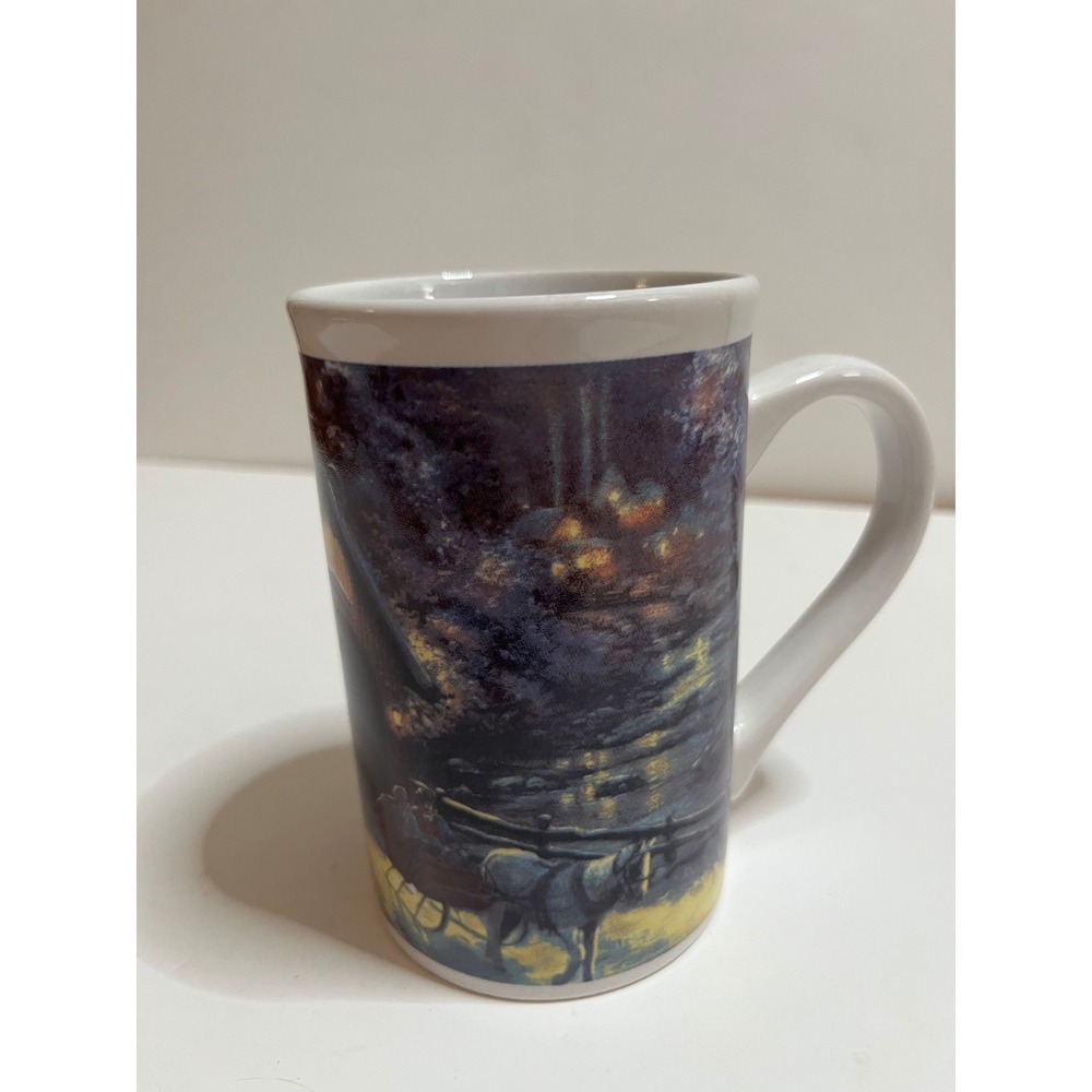Thomas Kinkade Winter Evening Memories Coffee Mug Tall Cup Horse Sleigh